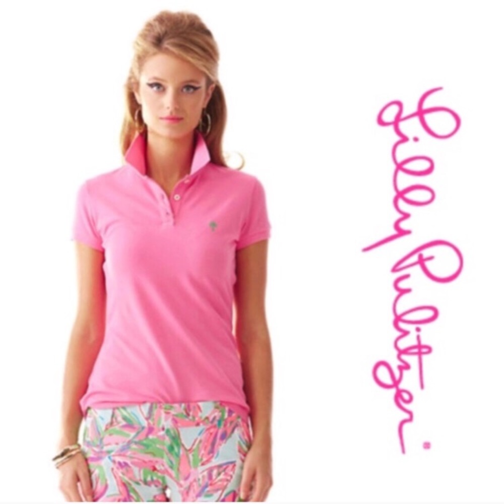 Lilly Pulitzer Pink Stretchy Short Sleeve Polo S
